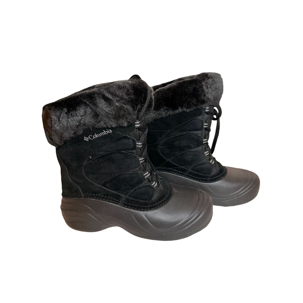 Columbia Sierra Summette Winter Snow Boots Womens 7 Black Suede Faux Fur 200g - Picture 4 of 5